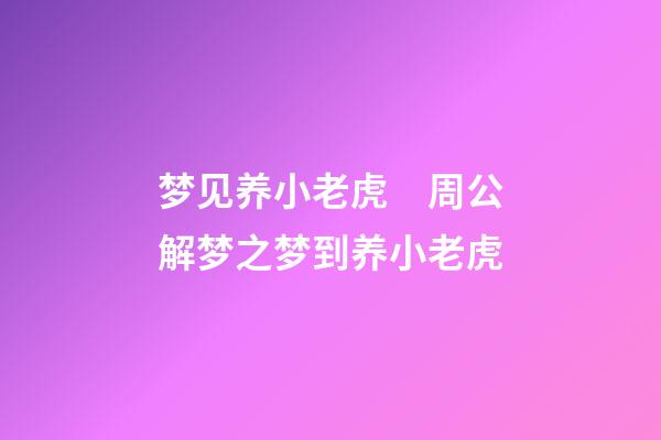 梦见养小老虎　周公解梦之梦到养小老虎
